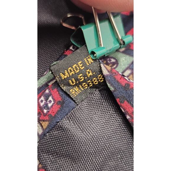 Vintage Paolo Bianco Silk Tie Red Blue Green Diamond Design 100% Silk USA Made - Picture 4 of 6